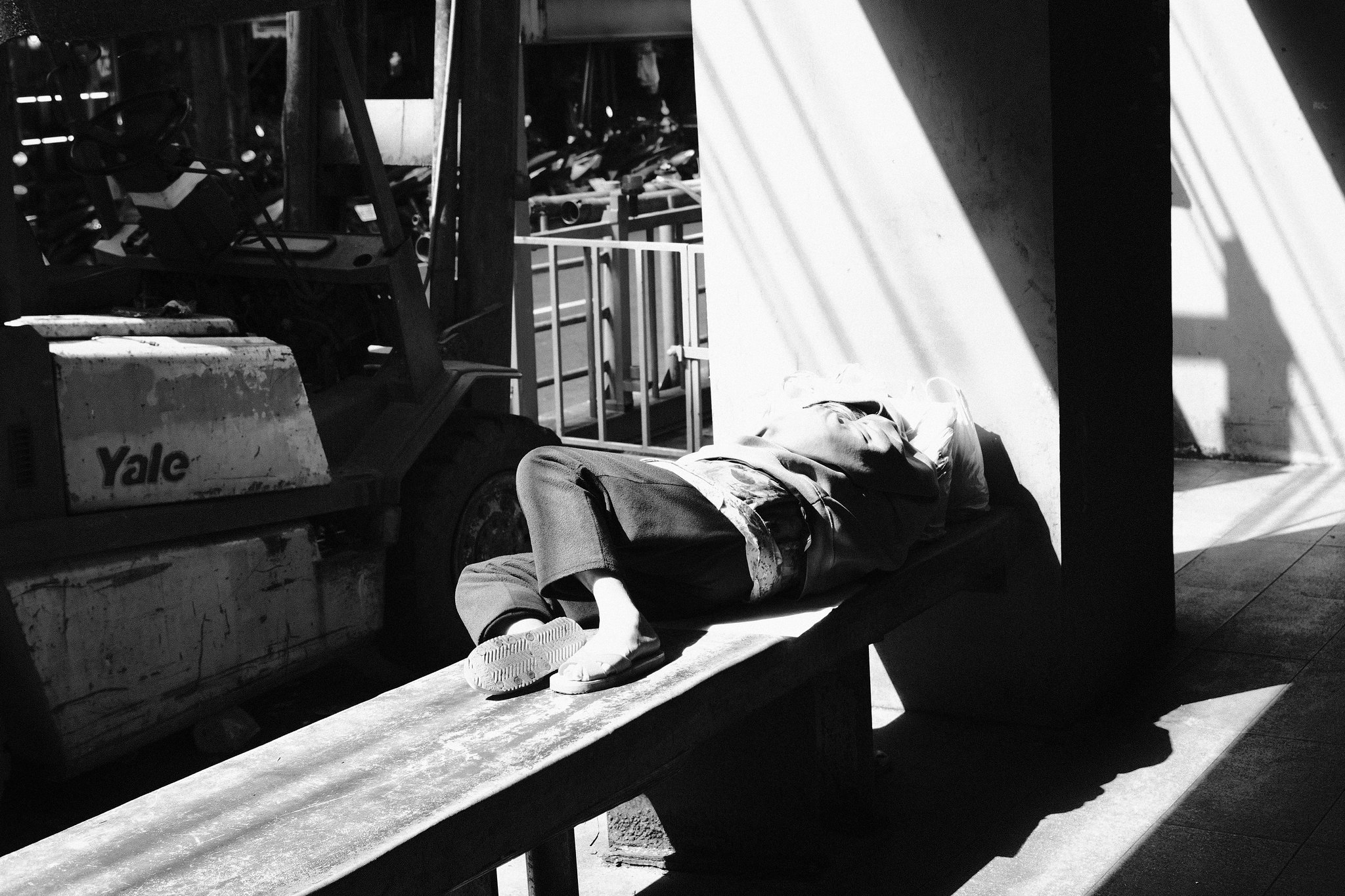 Gritty urban textures of Keelung harbor town in the rain