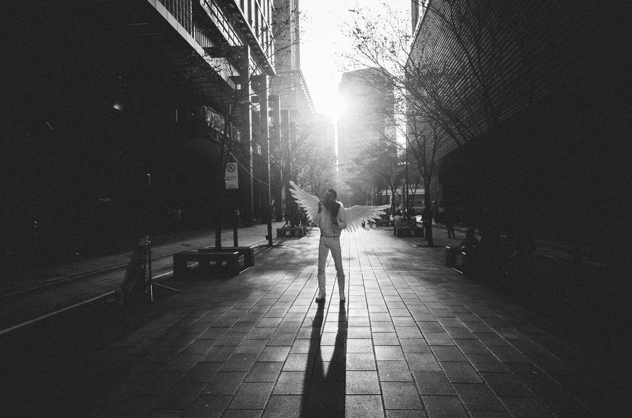 Night photography in Xinyi showing glowing city lights and modern life
